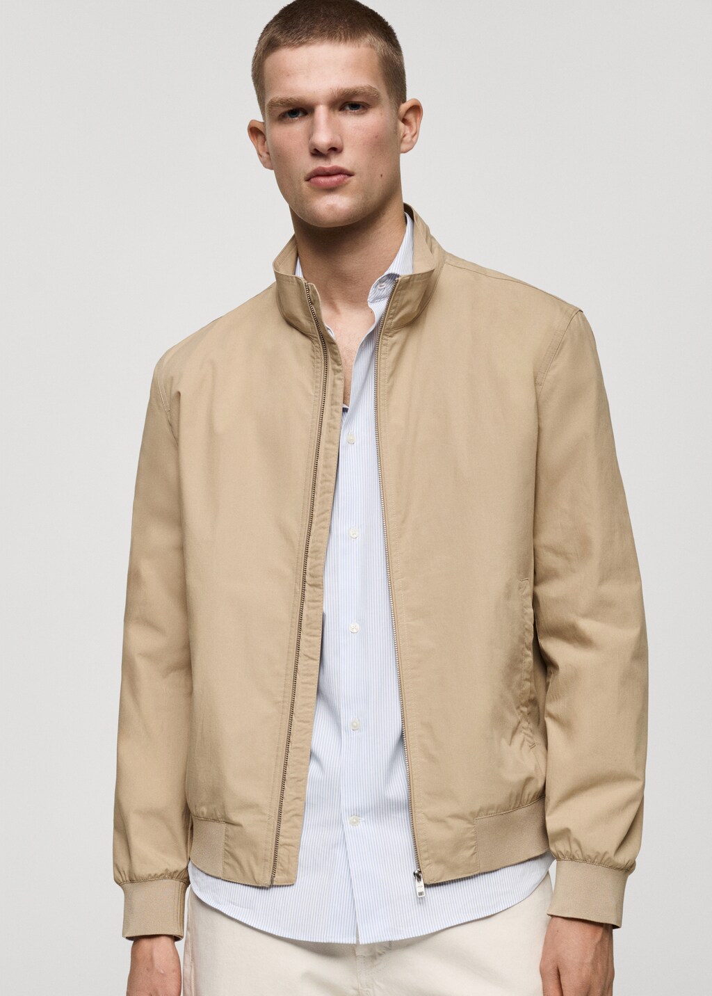 Lightweight jacket with funnel neck - Beige