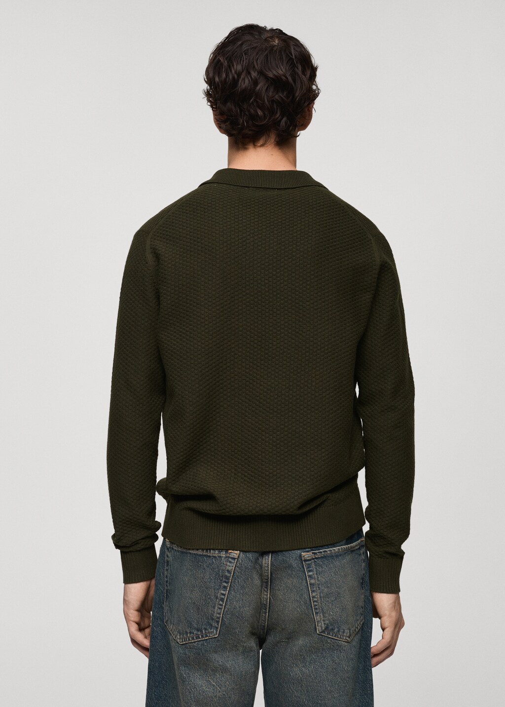 Cotton-blend structured polo sweater - Sand