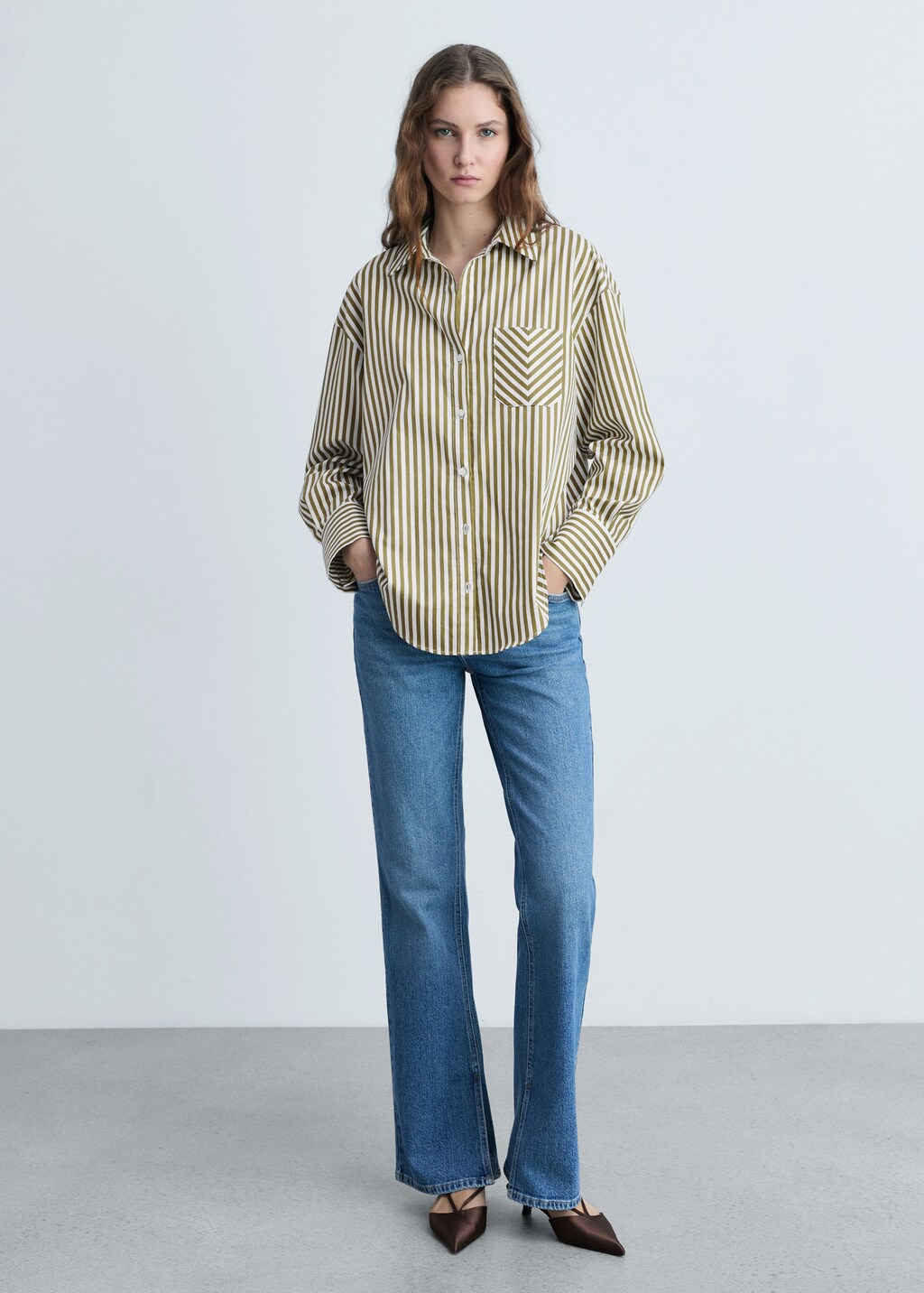 Striped shirt with contrasting pocket - Green