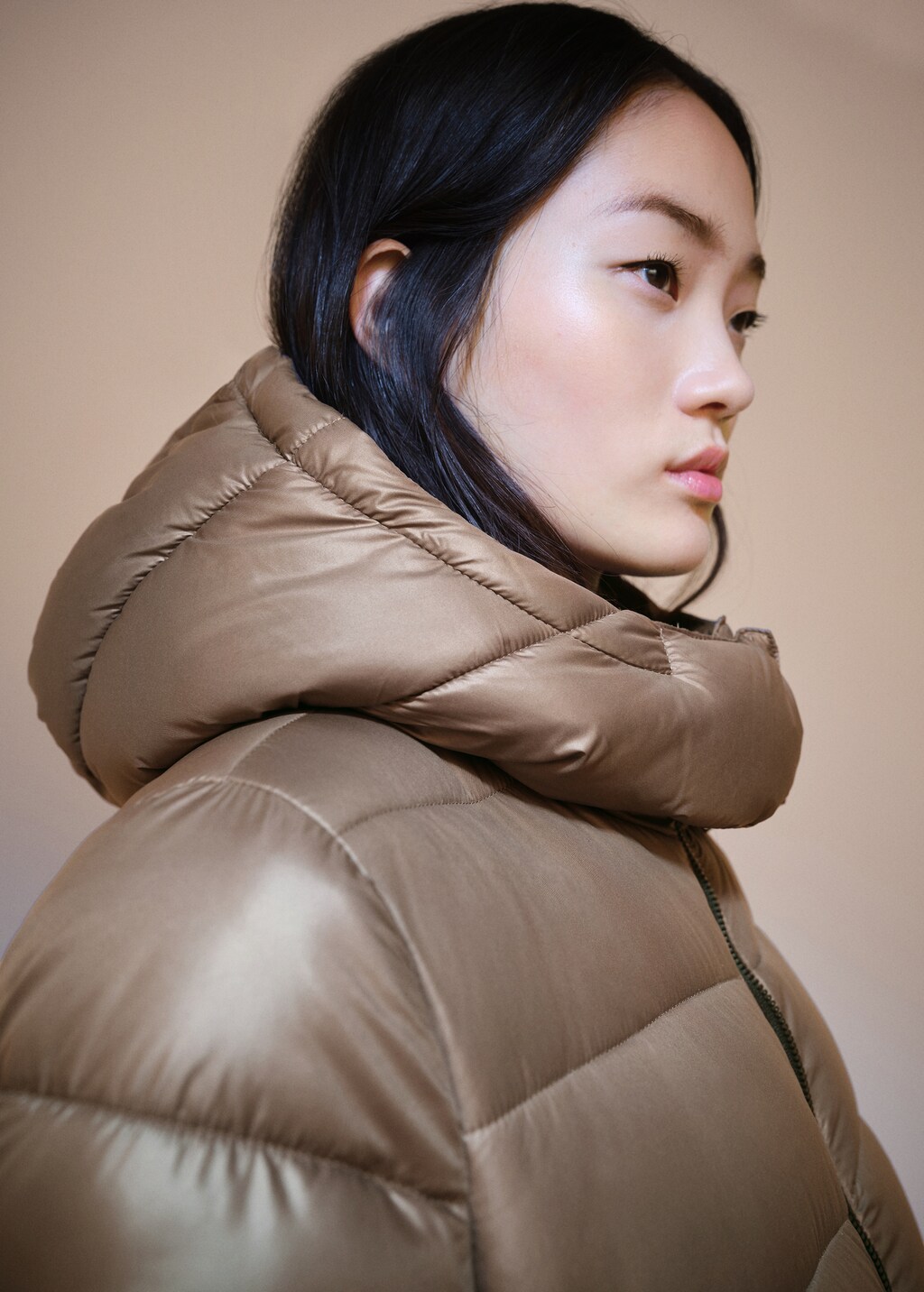 Water-repellent quilted coat - Medium Brown