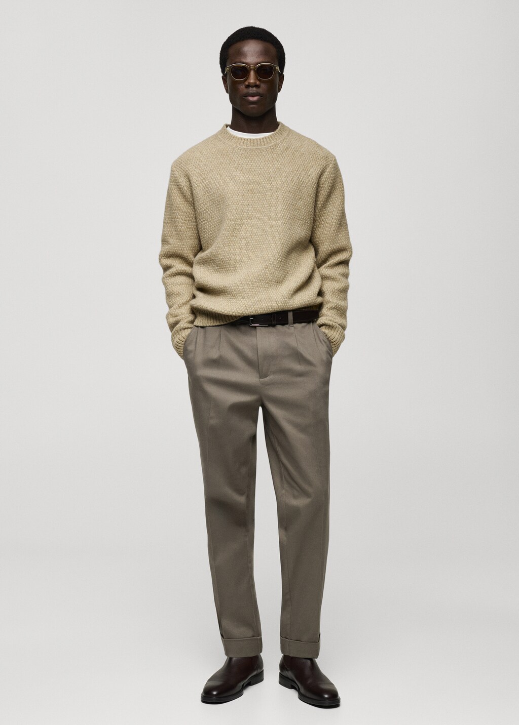 Structured knitted sweater - Pastel Green