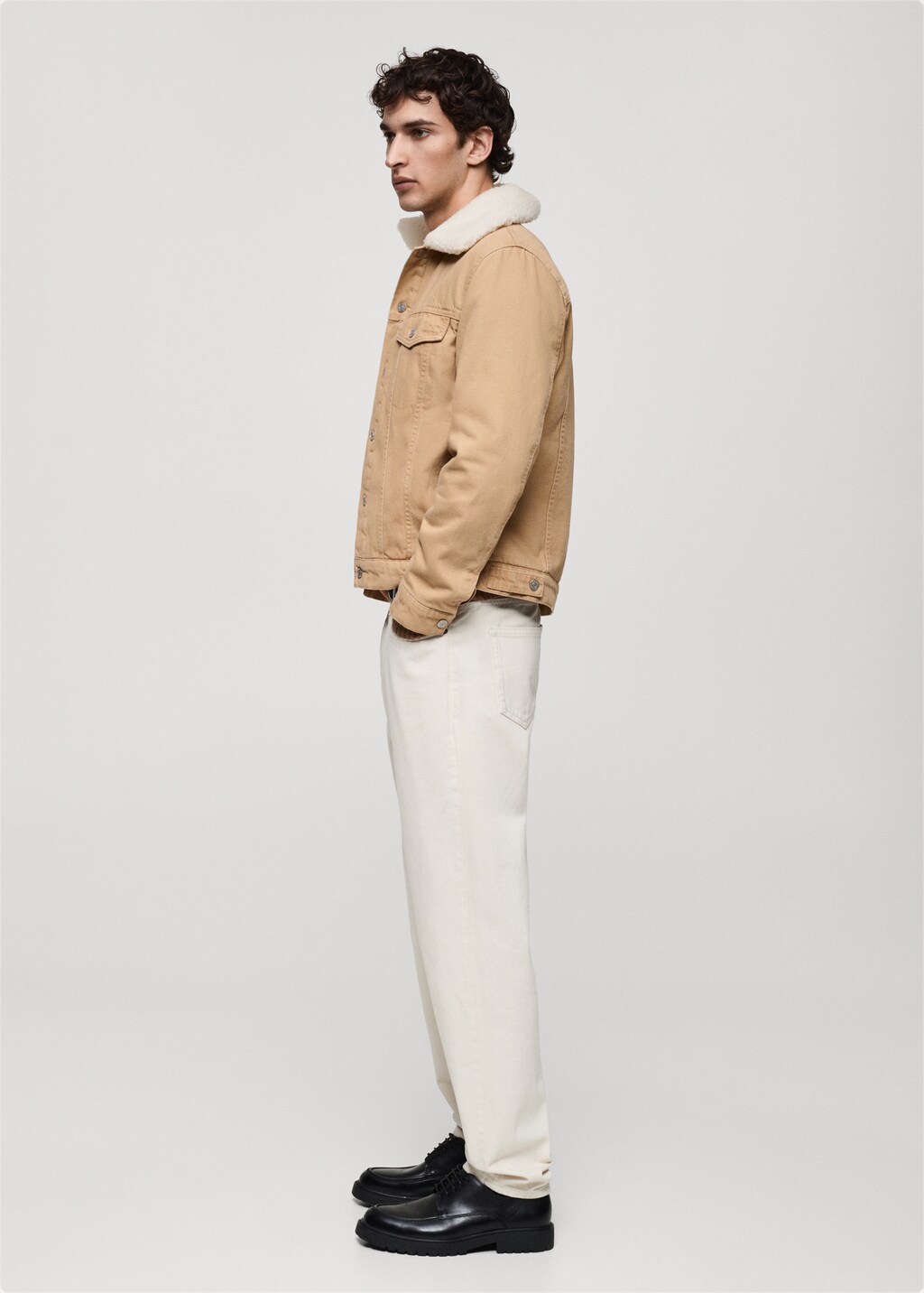 Denim jacket with fleece lining - Black denim