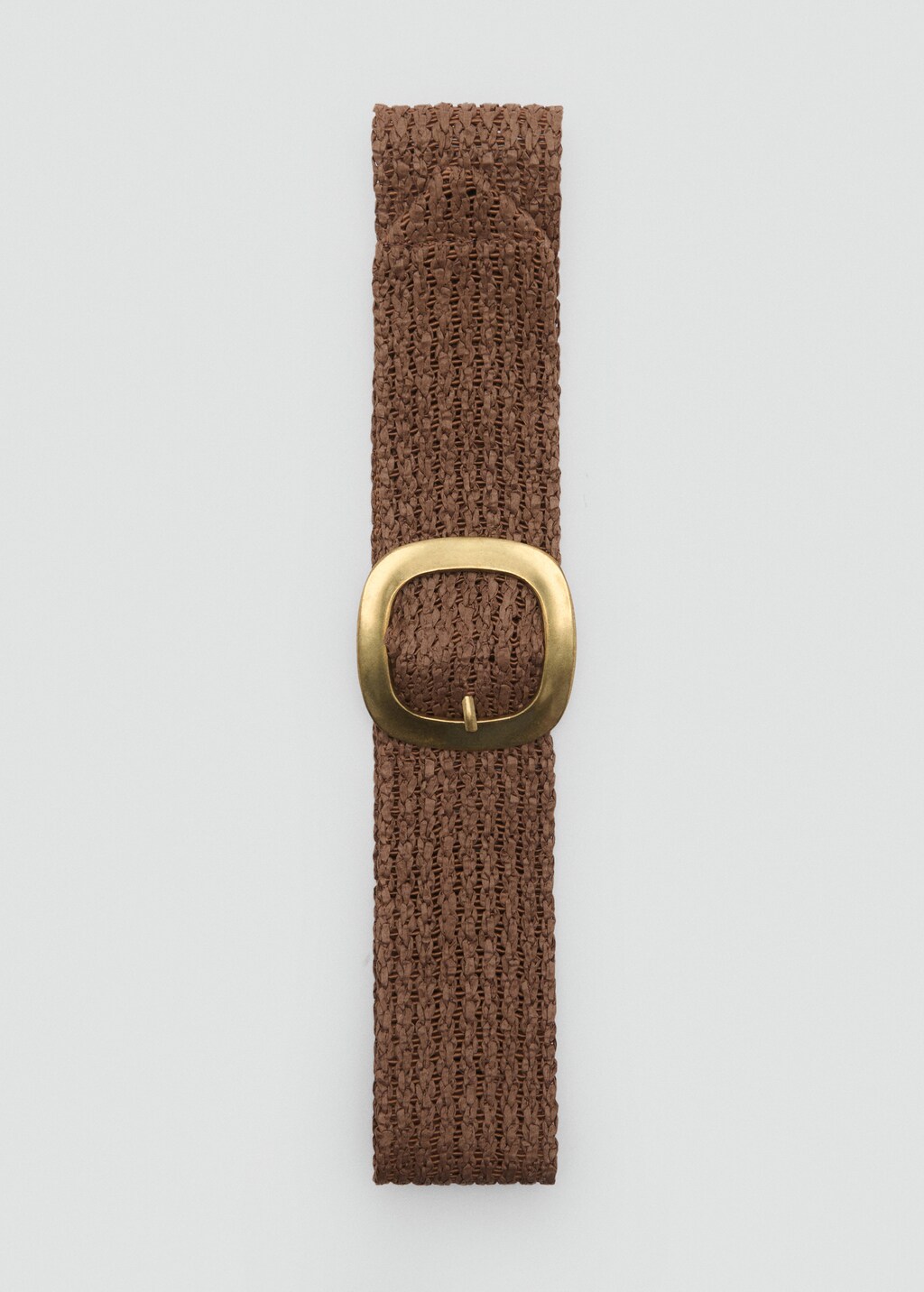 Natural fibre belt with oval buckle - Beige