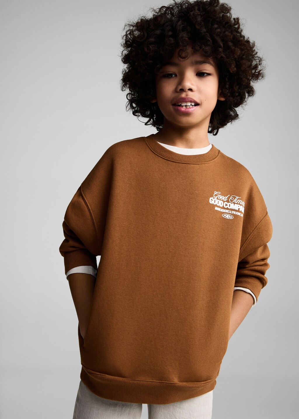 Message pattern sweatshirt - Caramel