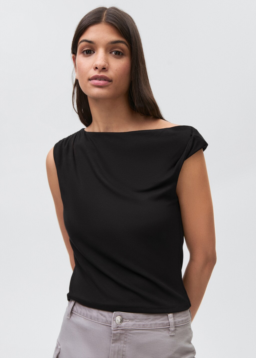 Shoulder detail T-shirt - Black