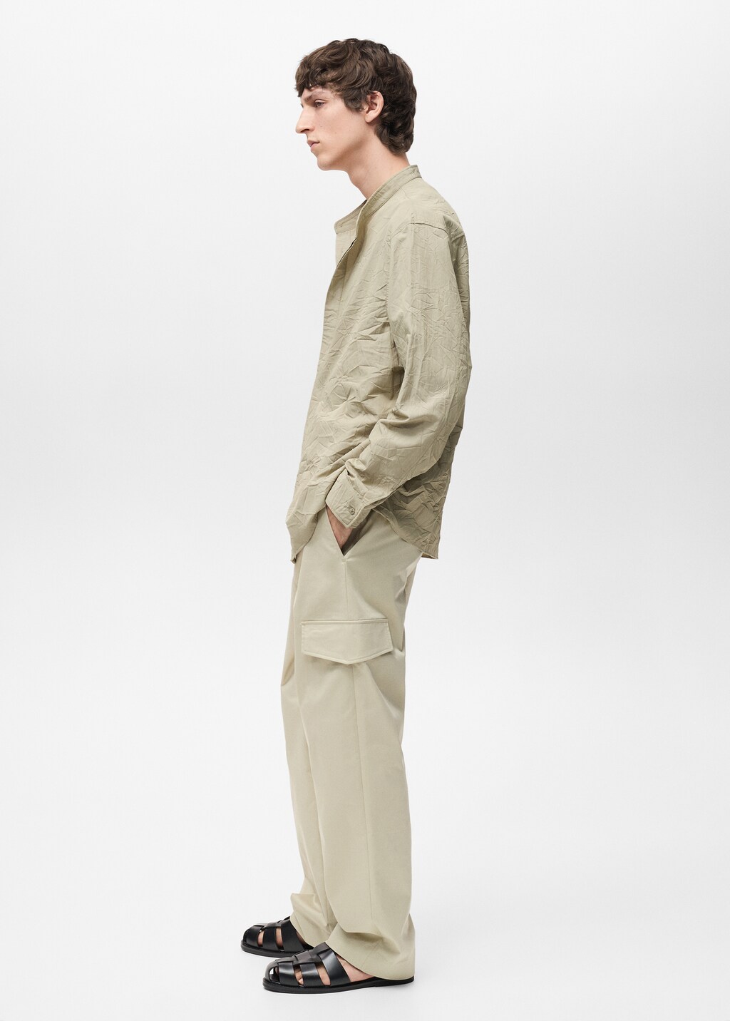 Crew-neck shirt with creased effect - Pastel Green