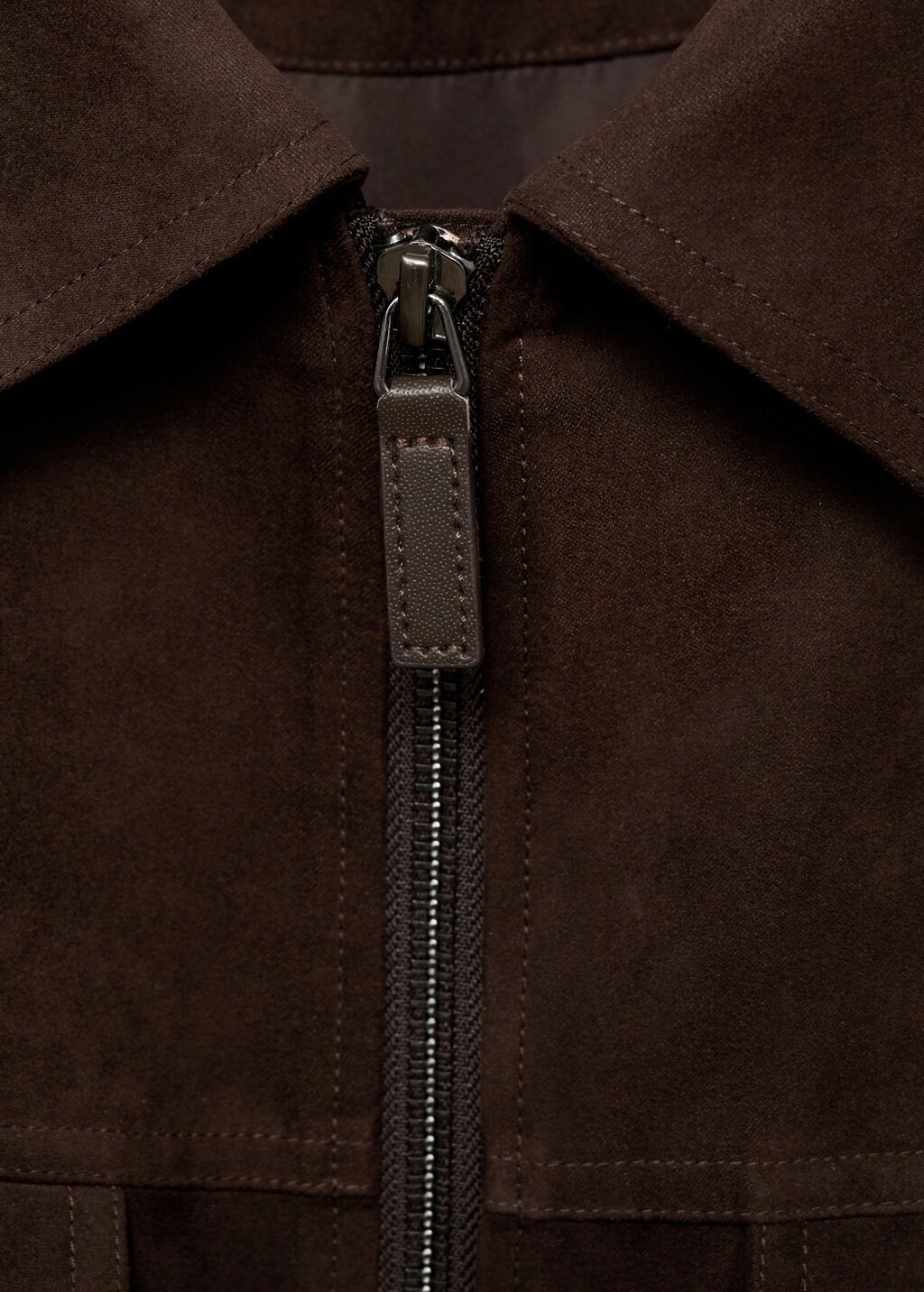 Suede-effect jacket with zip - Medium Green