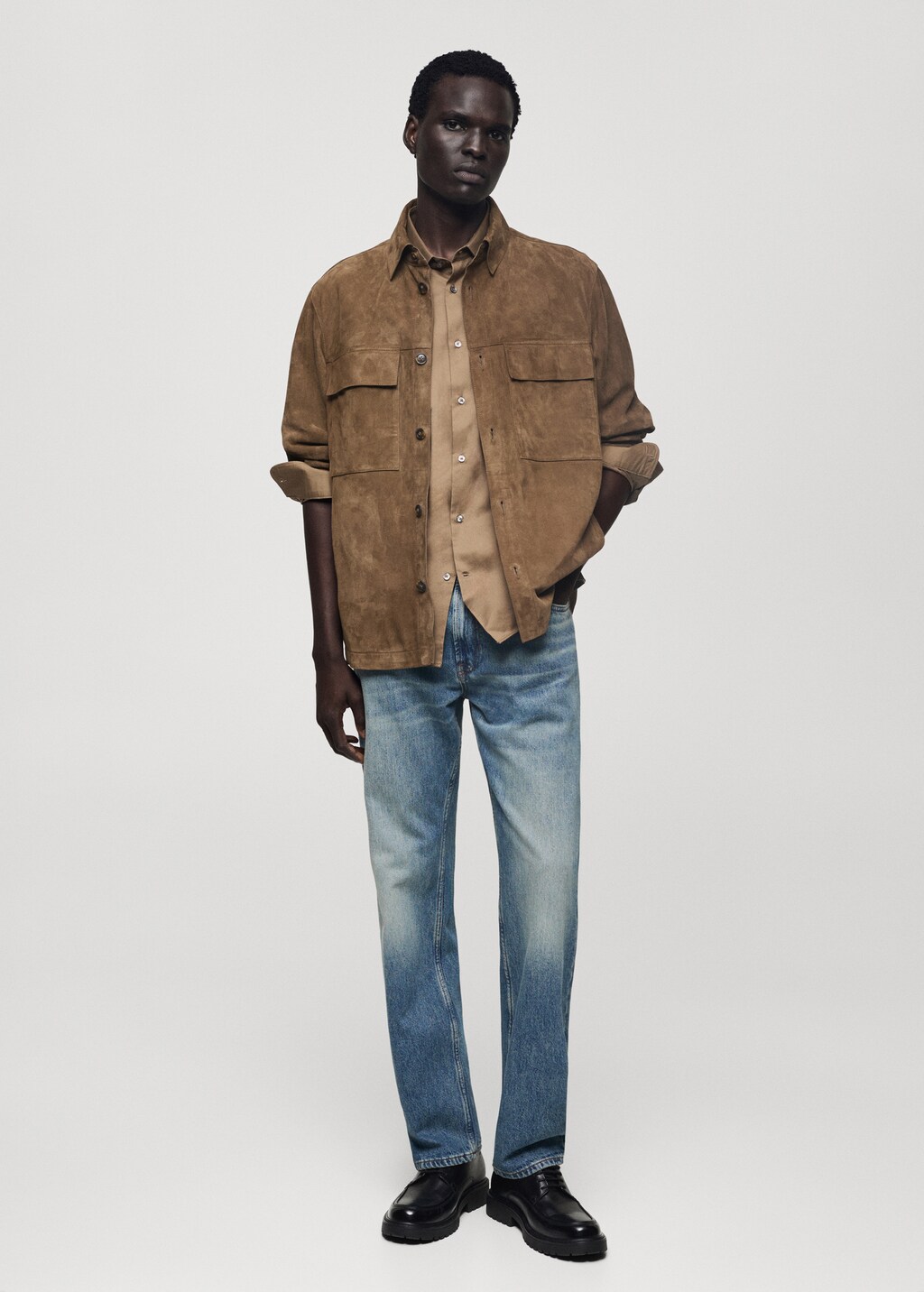 Straight-fit jeans with frayed effect - Medium Vintage Blue