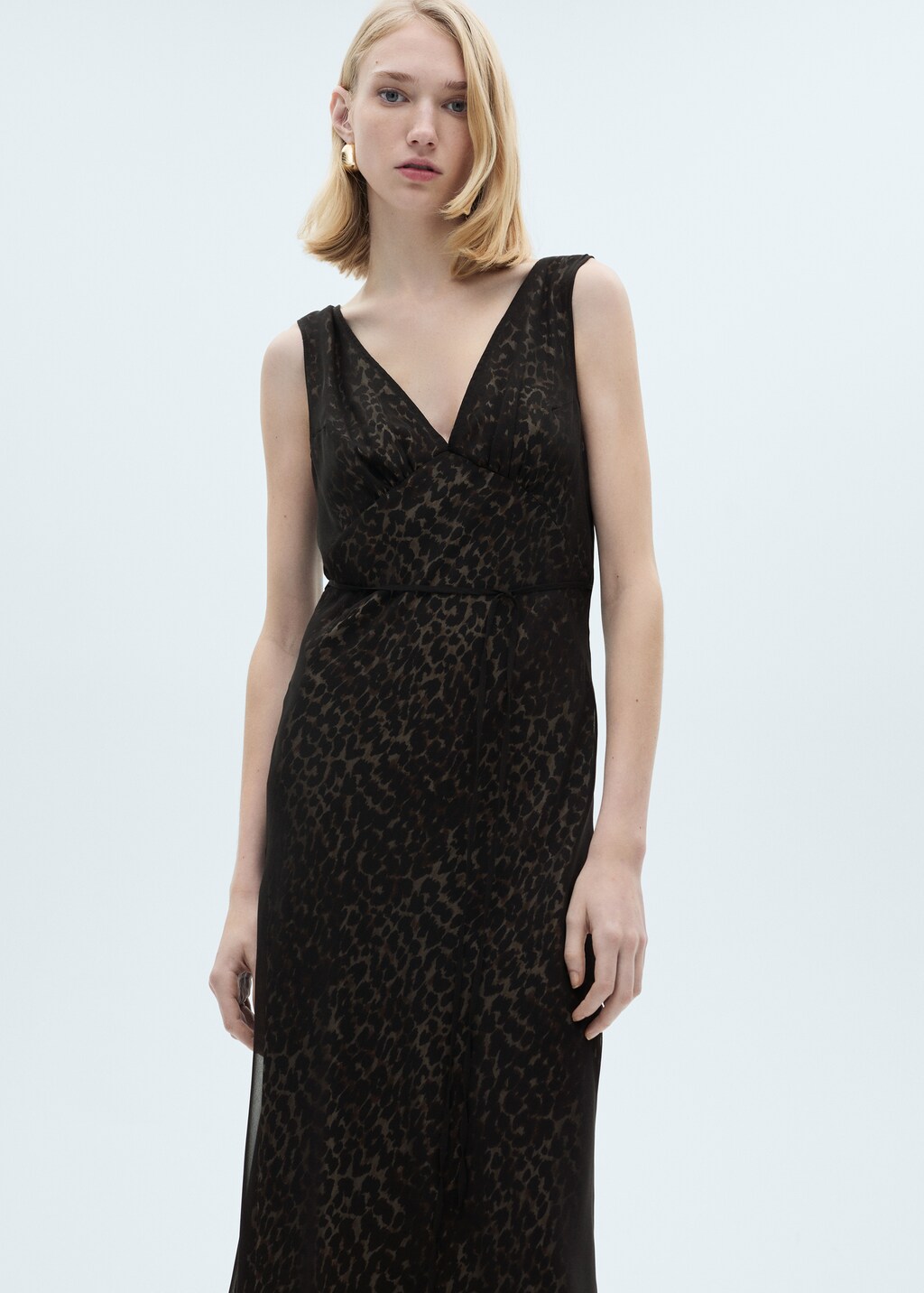 Leopard V-neck dress - Black