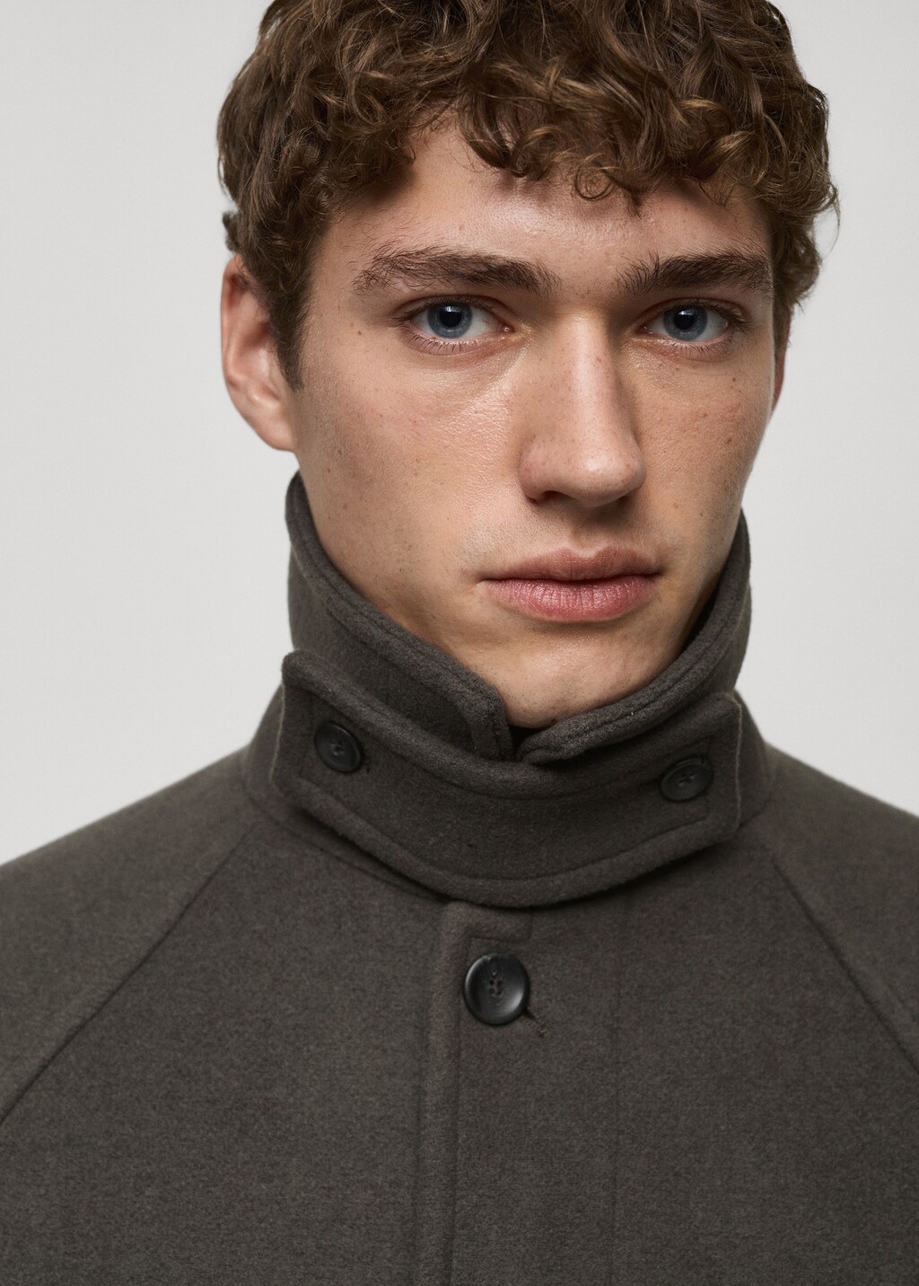 Long recycled wool coat - Khaki