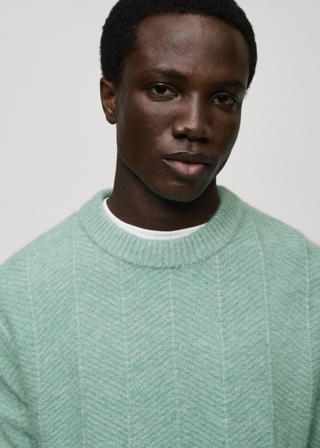 Structured knitted sweater - Aqua Green