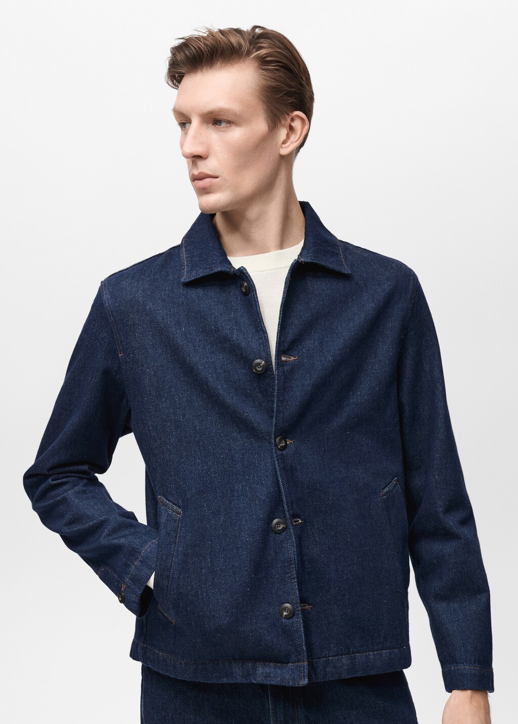 Regular-fit denim overshirt - Open Blue