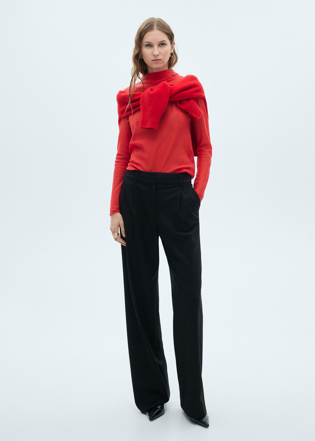 Semi-transparent turtleneck sweater - Red