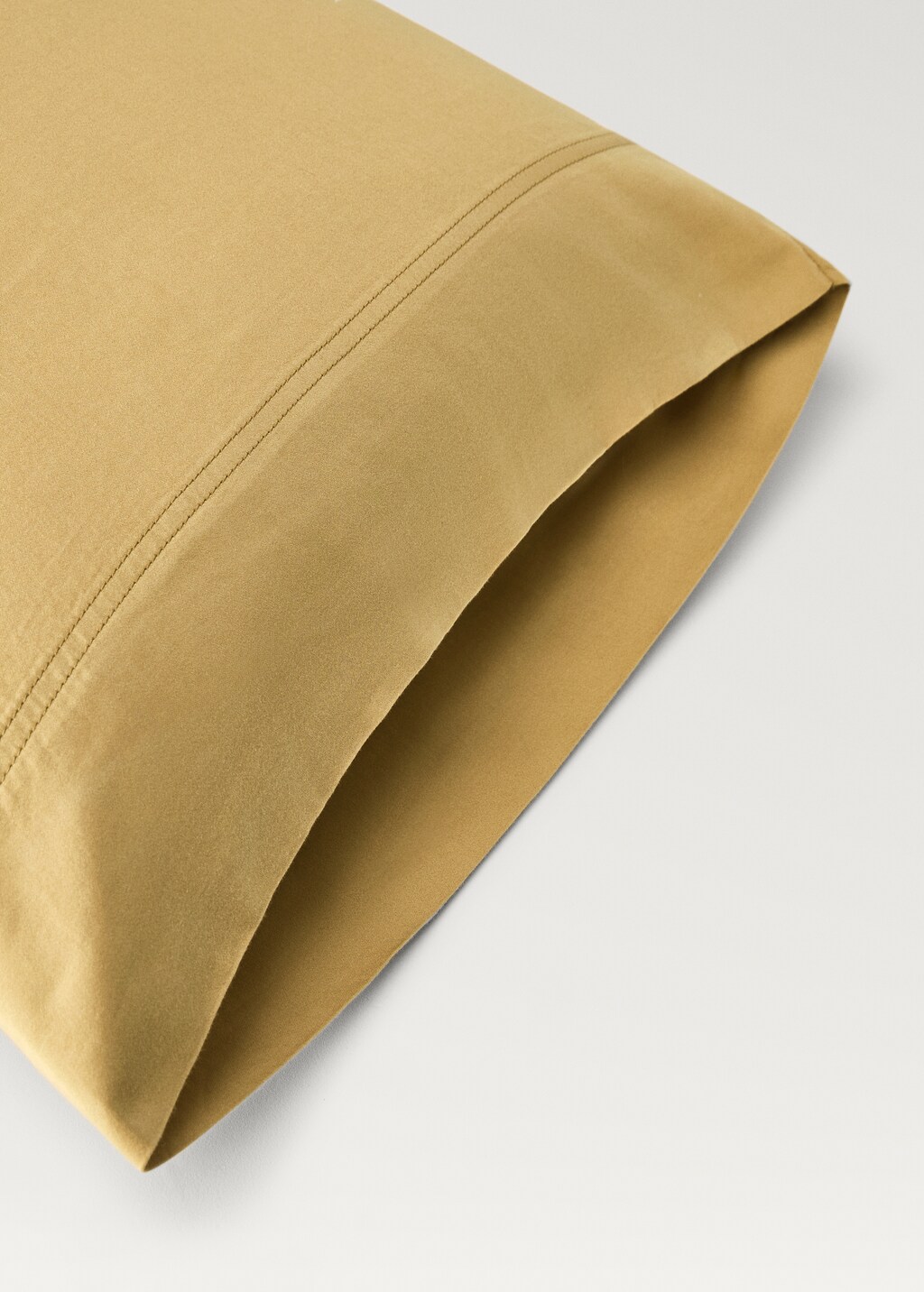 Washed satin cotton pillowcase with double stitching, 45x110 cm - Medium Grey
