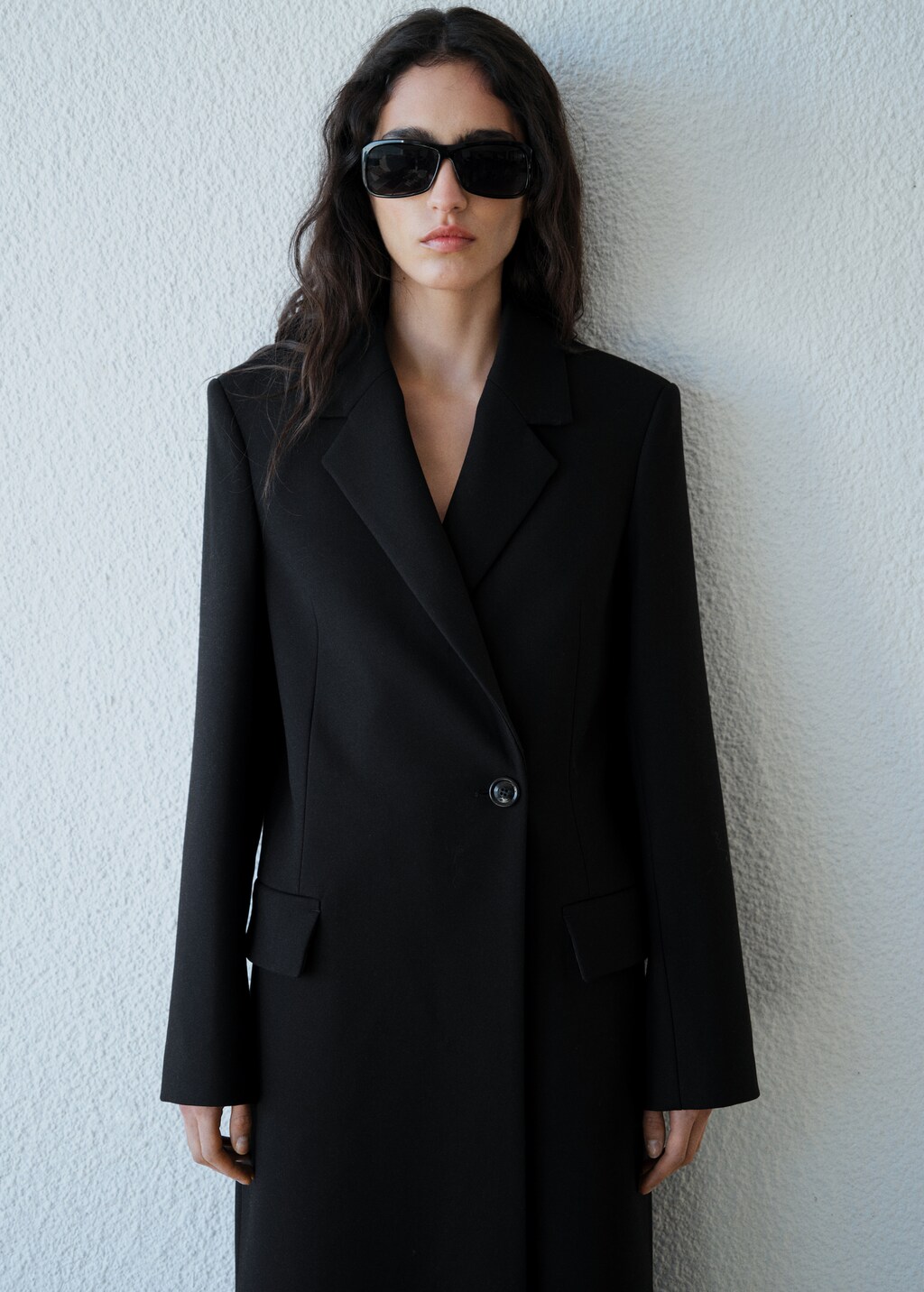 Long structured wool coat - Black