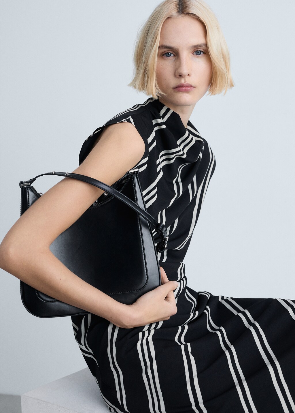 Stripe-print midi-dress - Black