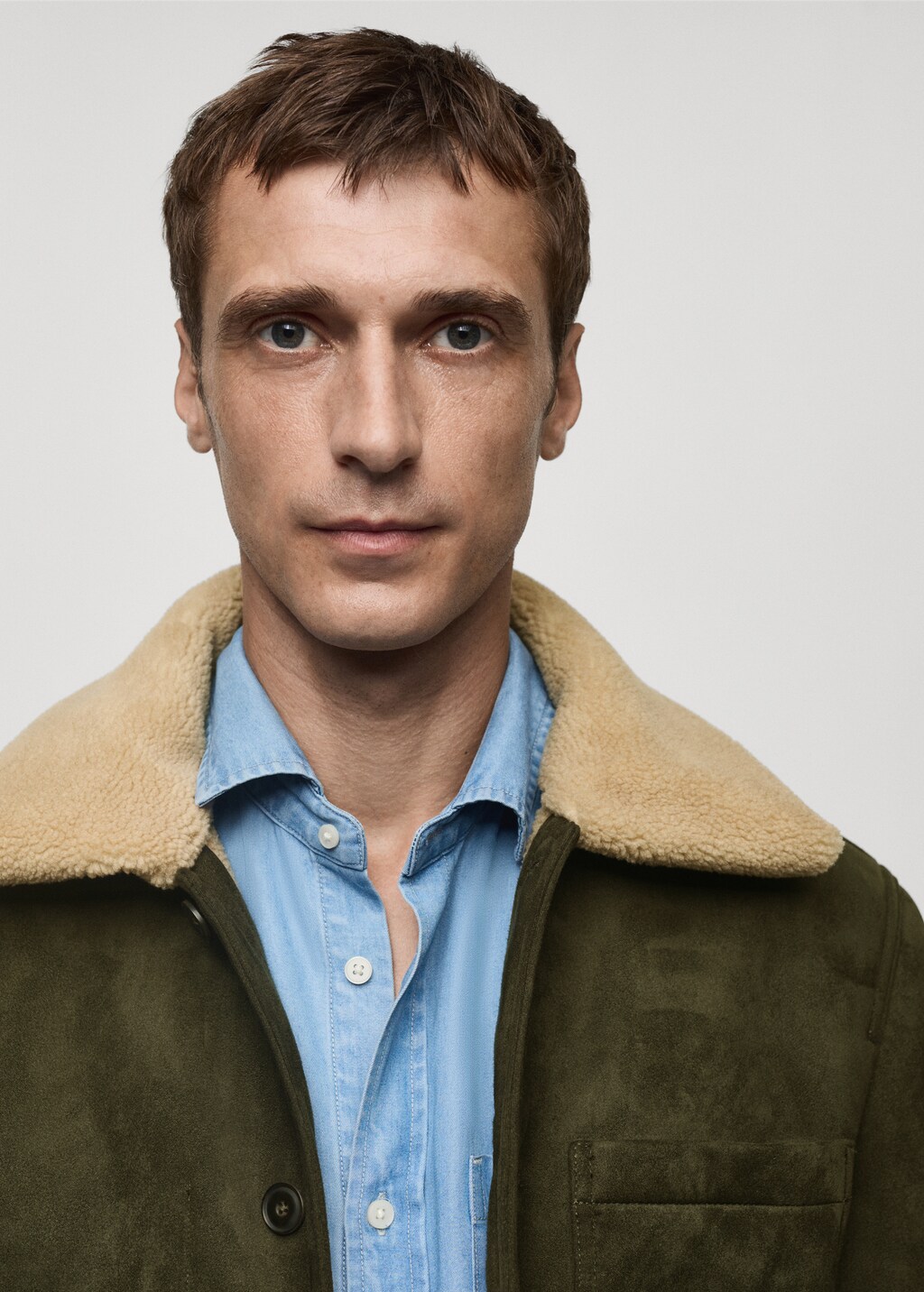 Double face jacket with fleece lining - Khaki