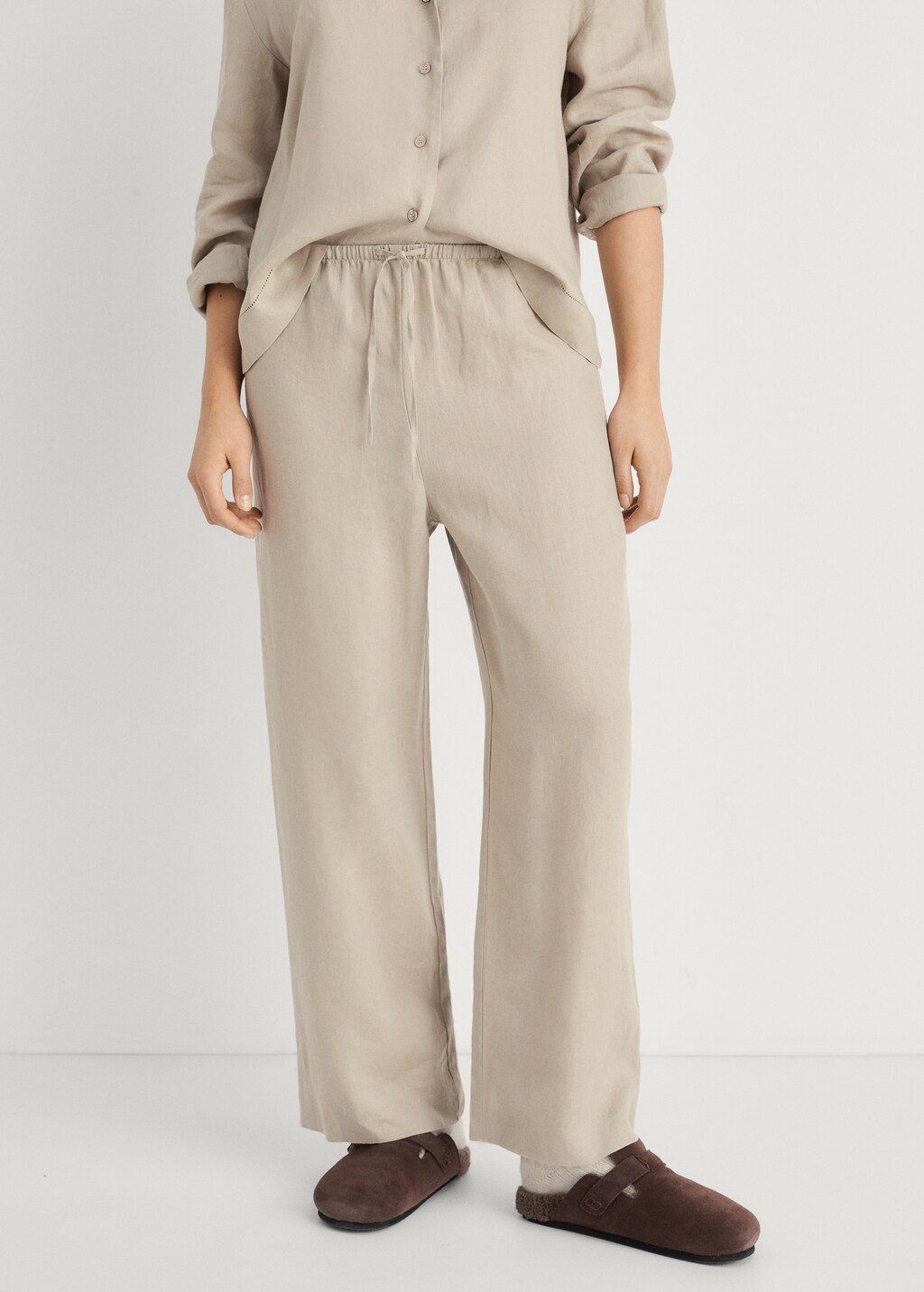 Linen-blend trousers - Sand
