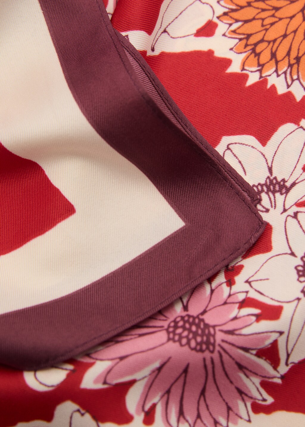 Floral satin scarf - Pink