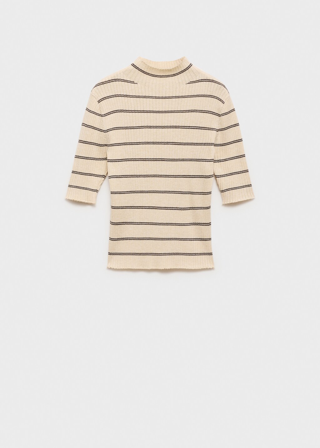 Rib-knit sweater with perkins neck - Medium Brown