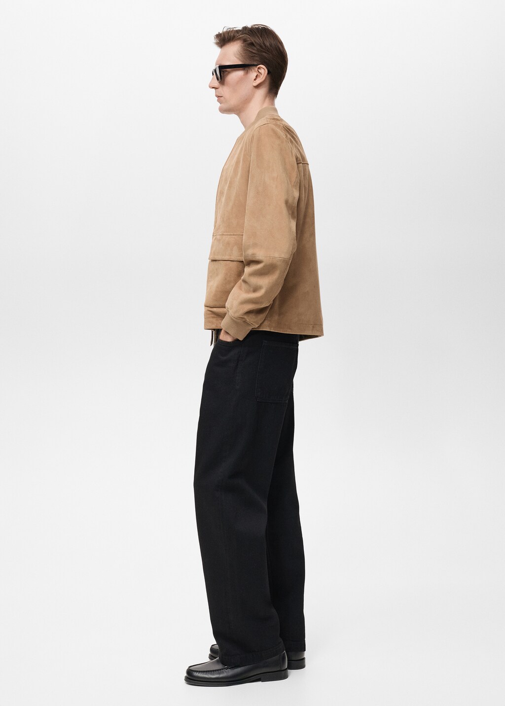 Suede leather bomber jacket - Beige