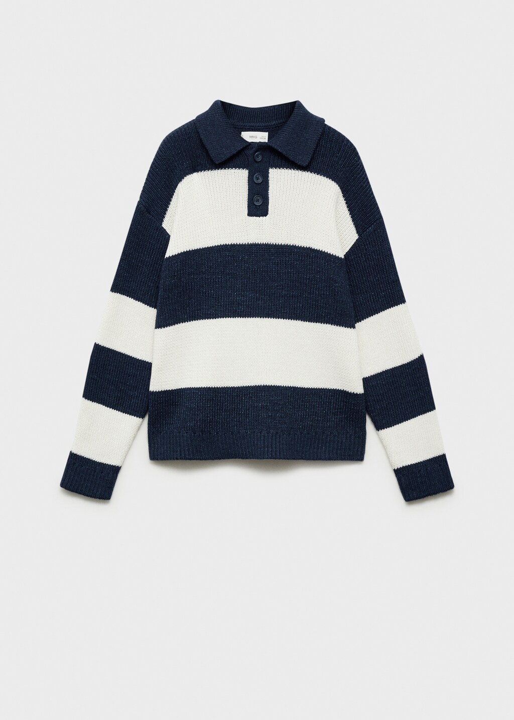 Striped polo-style sweater - Indigo Blue