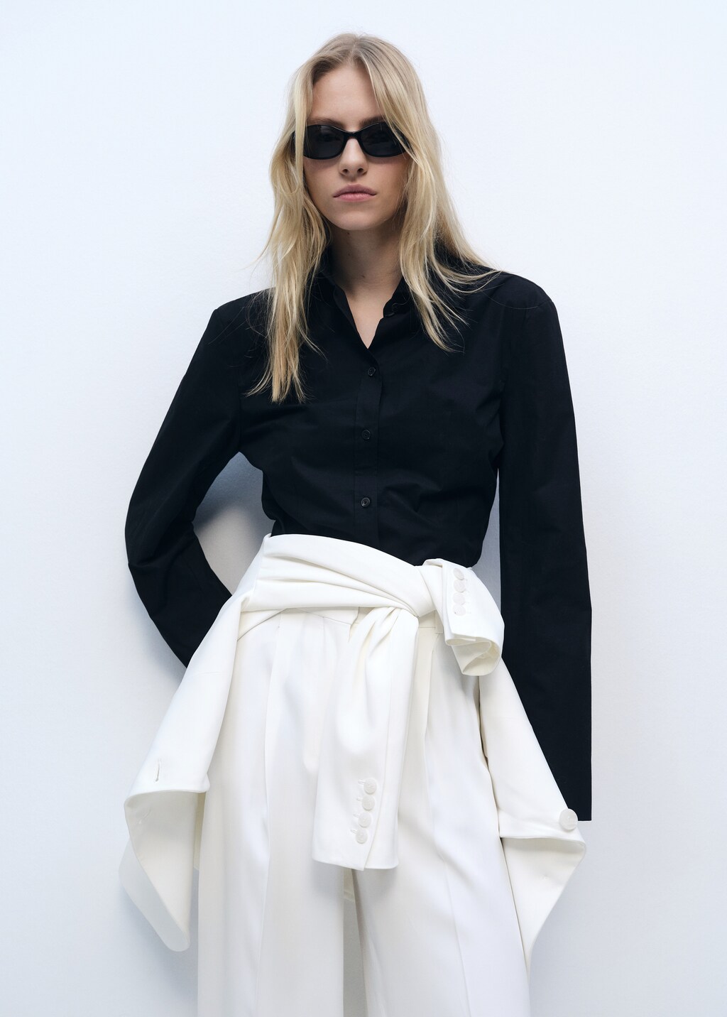 Pleated wideleg suit trousers - White