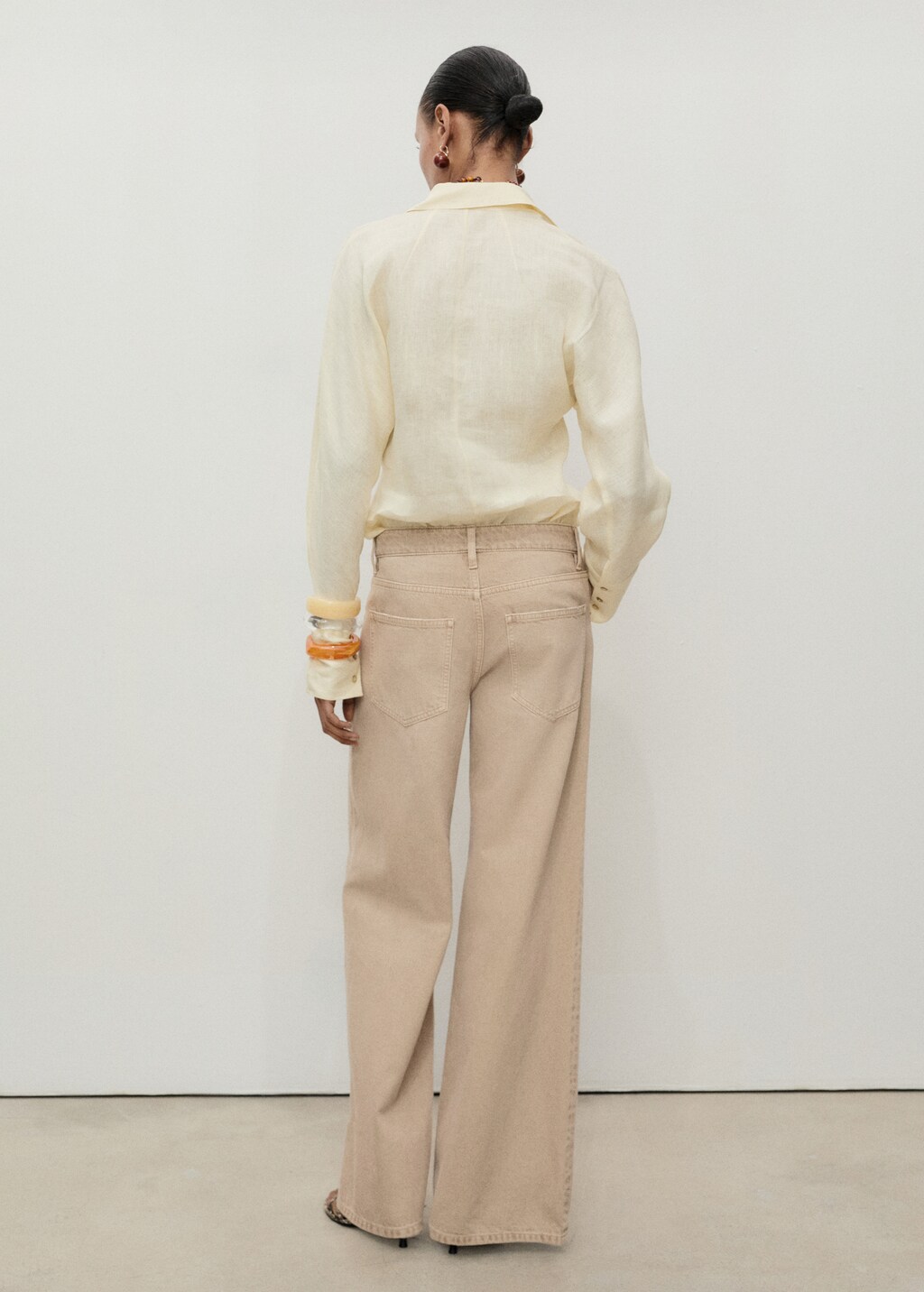 Low waist wideleg jeans - Sand