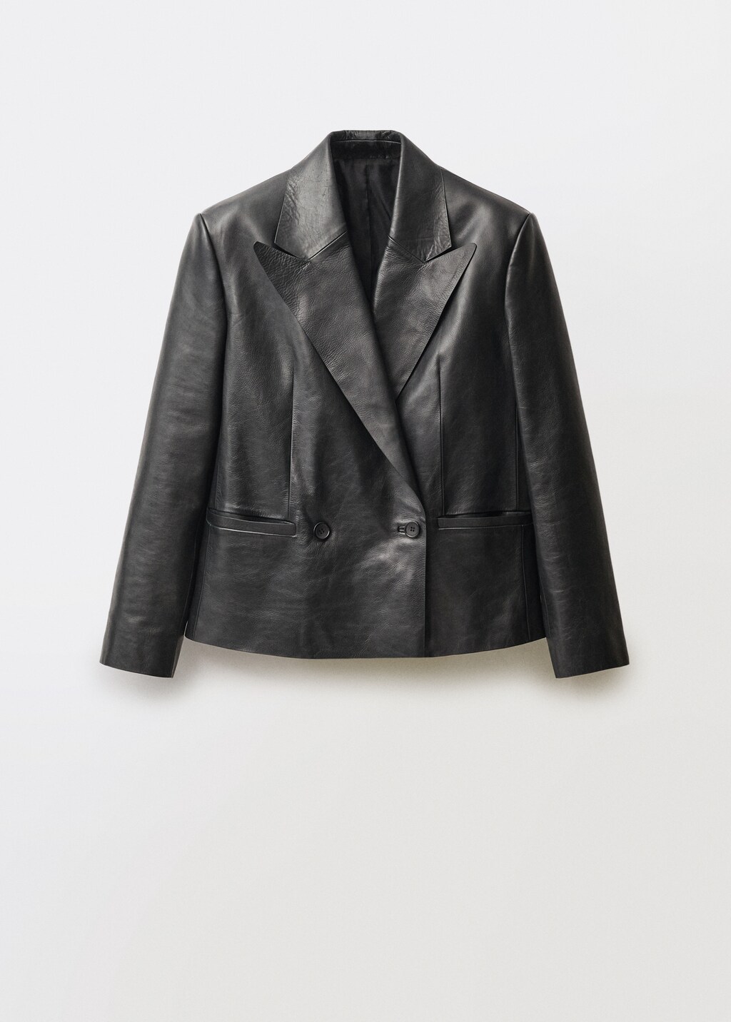 Double-breasted leather jacket - Black