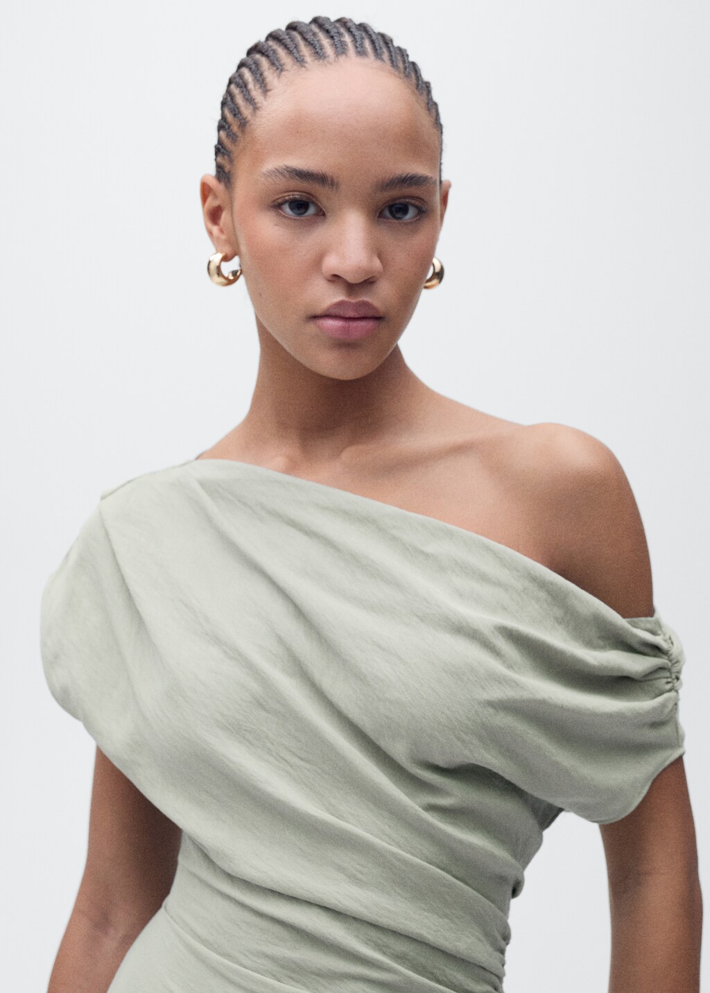 Asymmetrical draped short dress - Blue