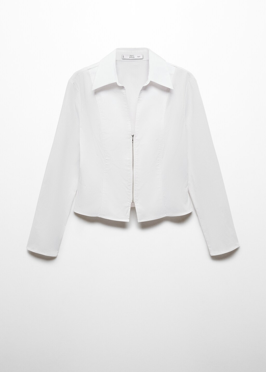 Fitted cotton zipper shirt - Off White