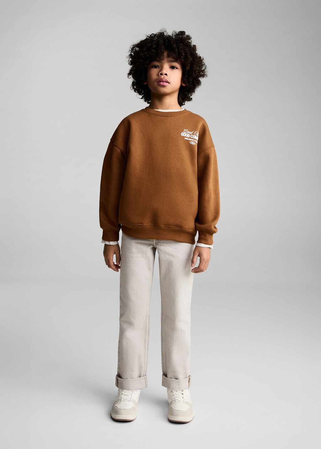 Message pattern sweatshirt - Caramel