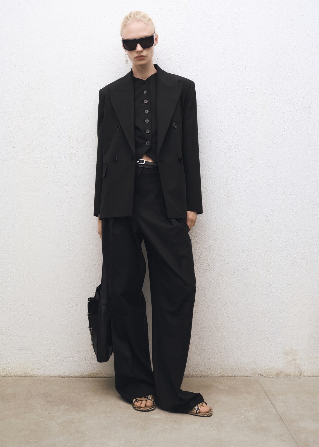Wool-blend suit waistcoat - Black