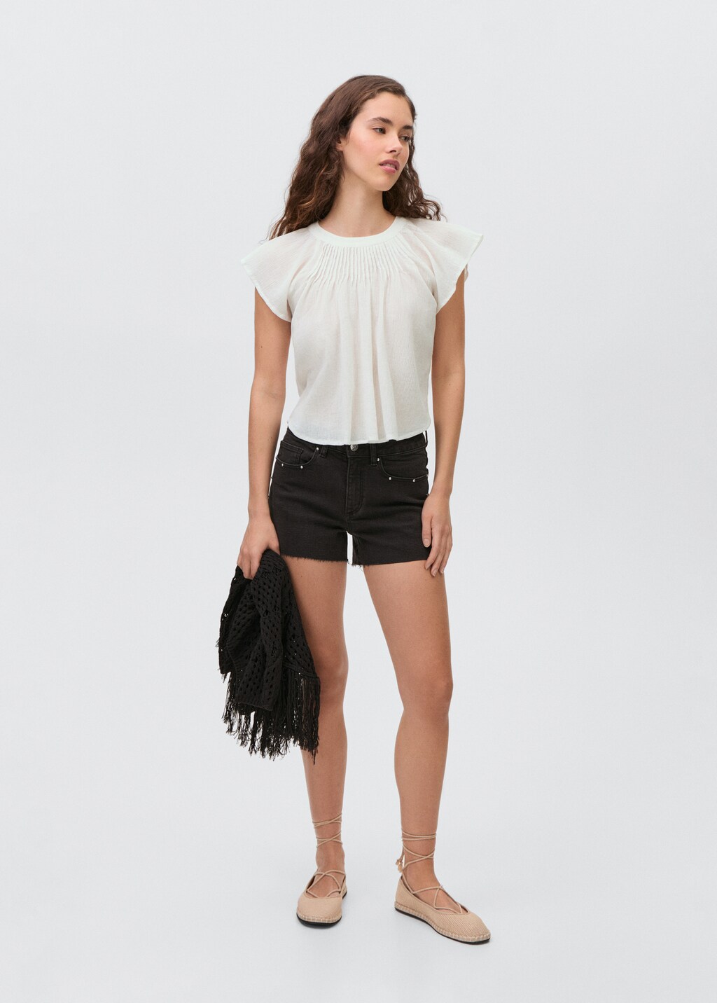 Pleated cotton blouse - Off White