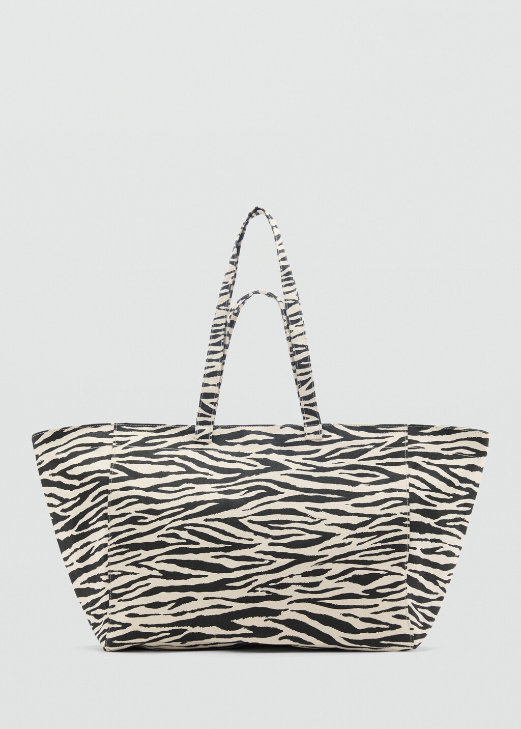 Zebra-print cotton shopper bag - Black