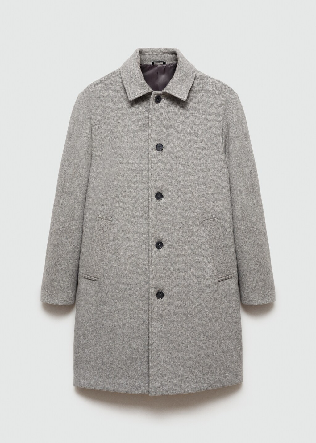 Regular-fit herringbone wool coat - Grey