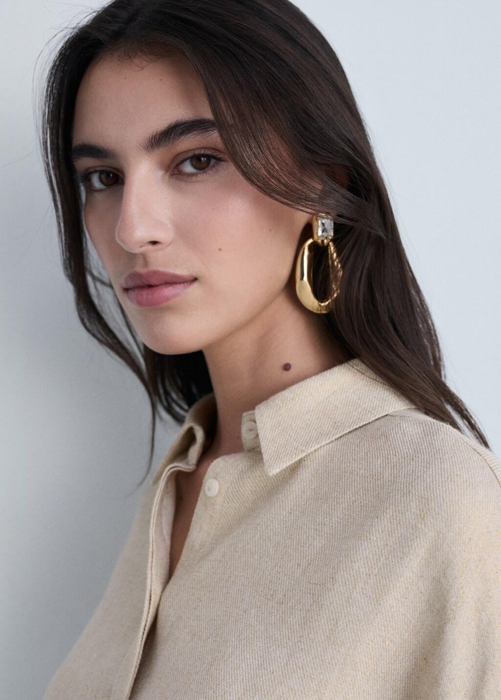 Regular linen-blend shirt - Gold