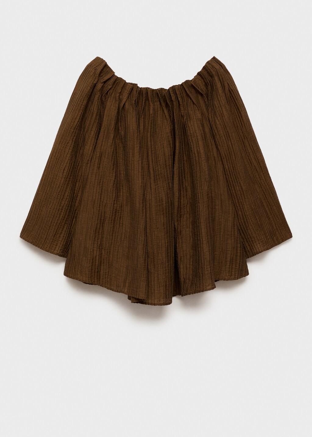 Textured gathered blouse - Coffee