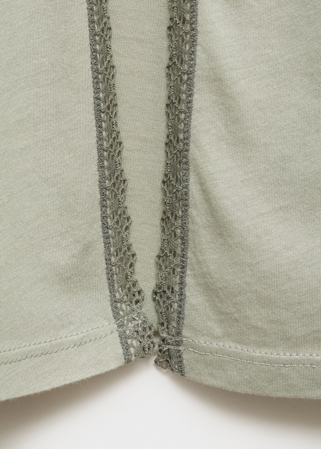 Cotton robe with contrasting lace - Medium Brown