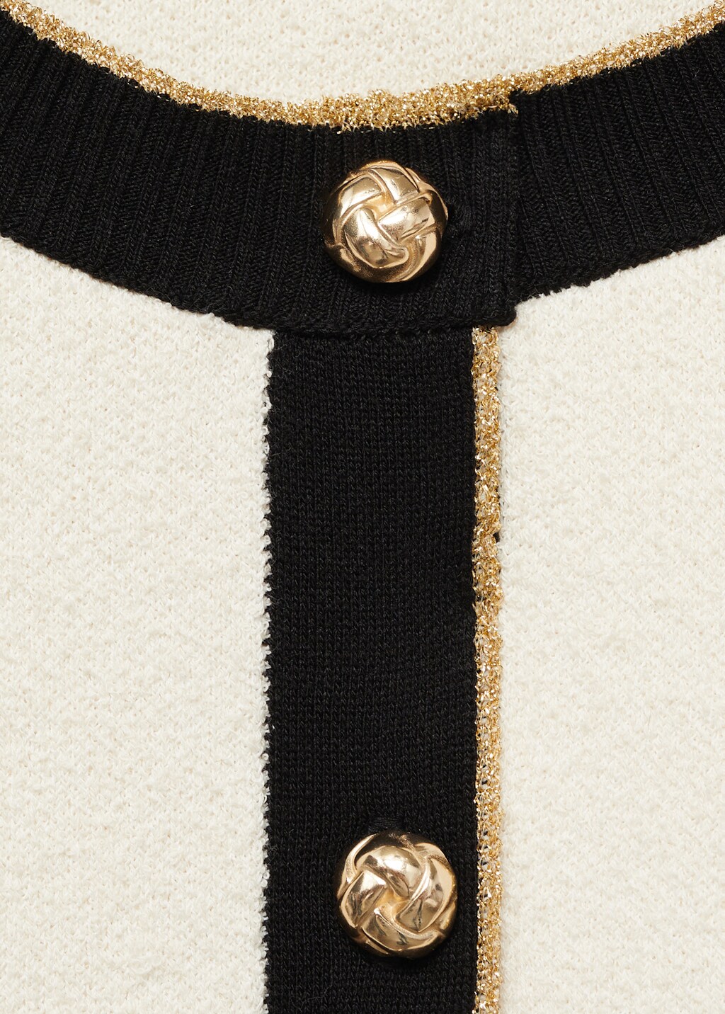 Knitted cardigan with double trim - Ecru