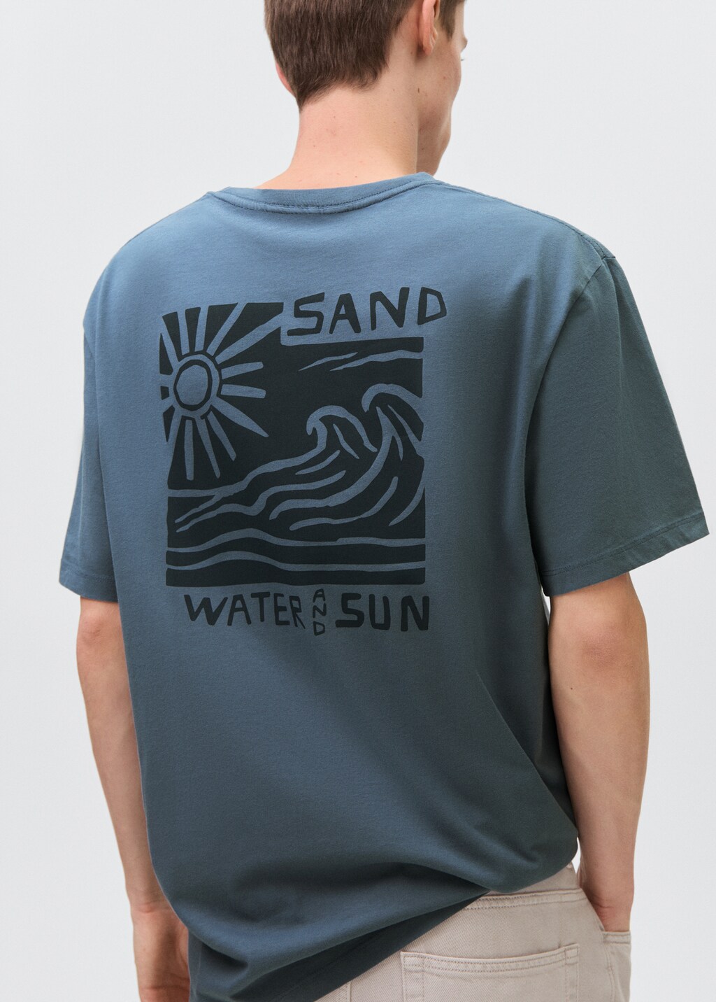 Printed cotton-blend t-shirt - Blue