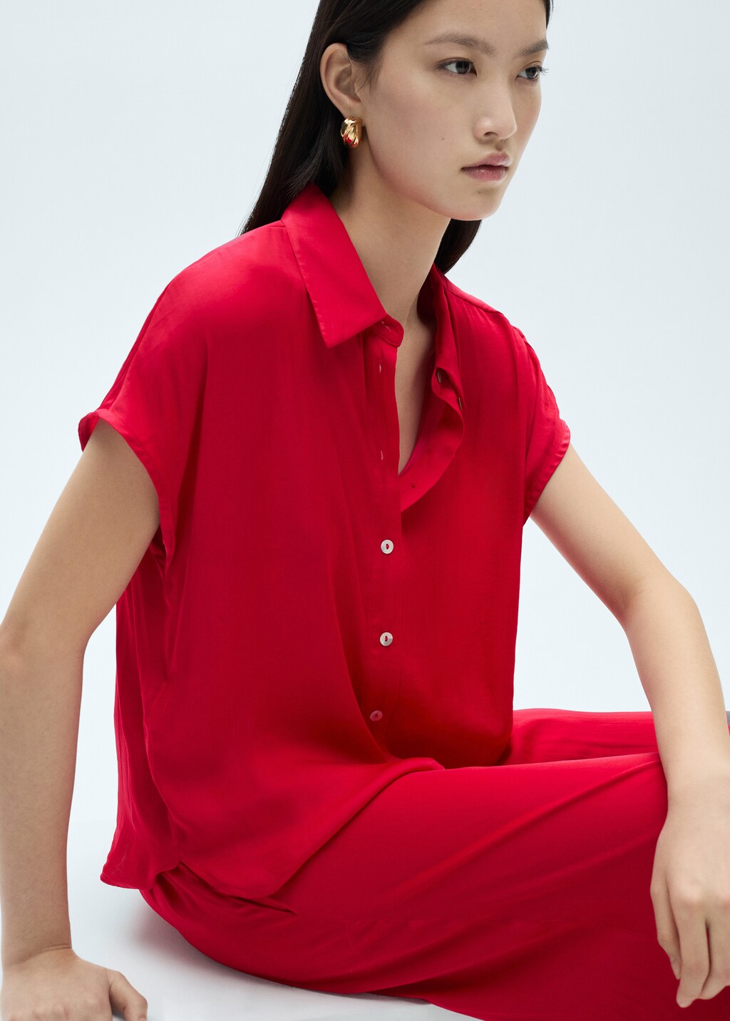 Flowy palazzo trousers - Petrol Blue