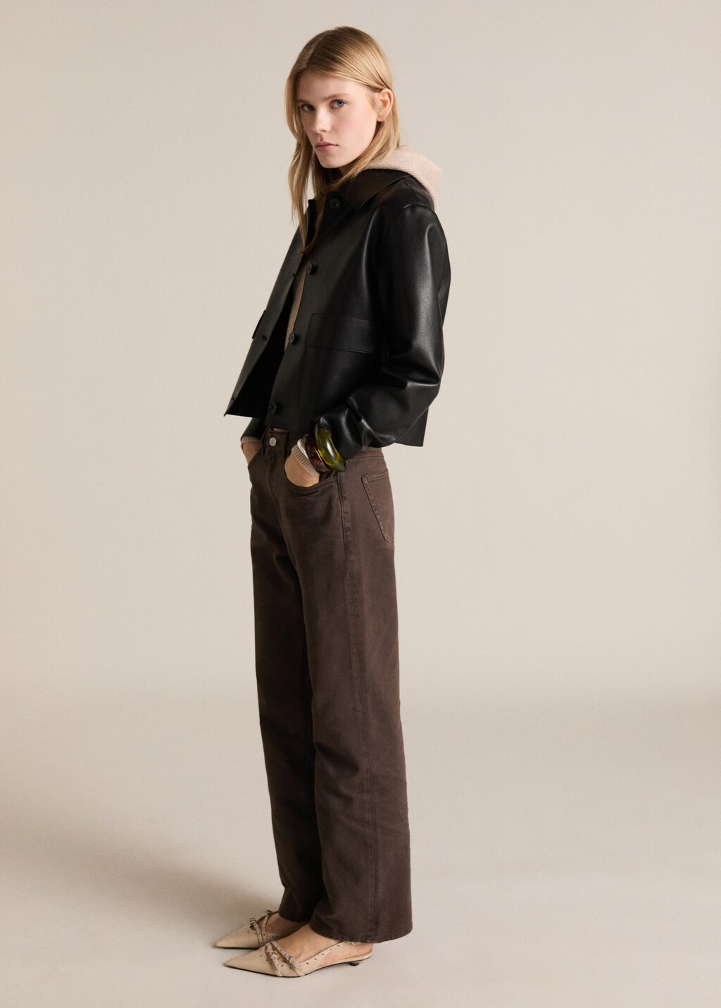 High waist straight jeans - Chocolate