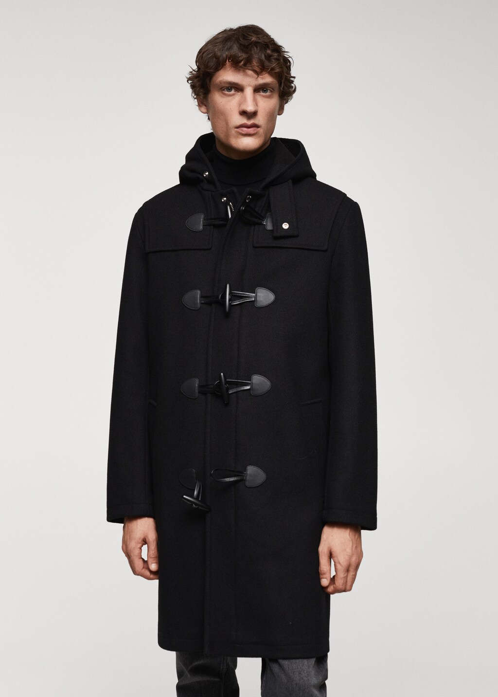Wool hooded coat - Black