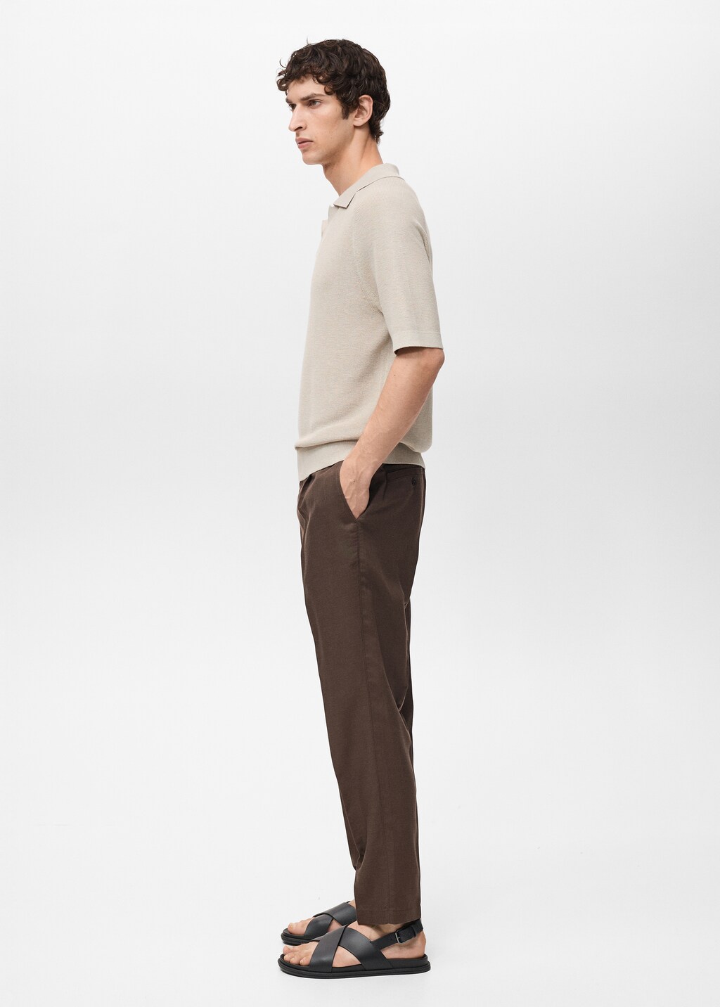 Regular-fit linen trousers - Dark Navy