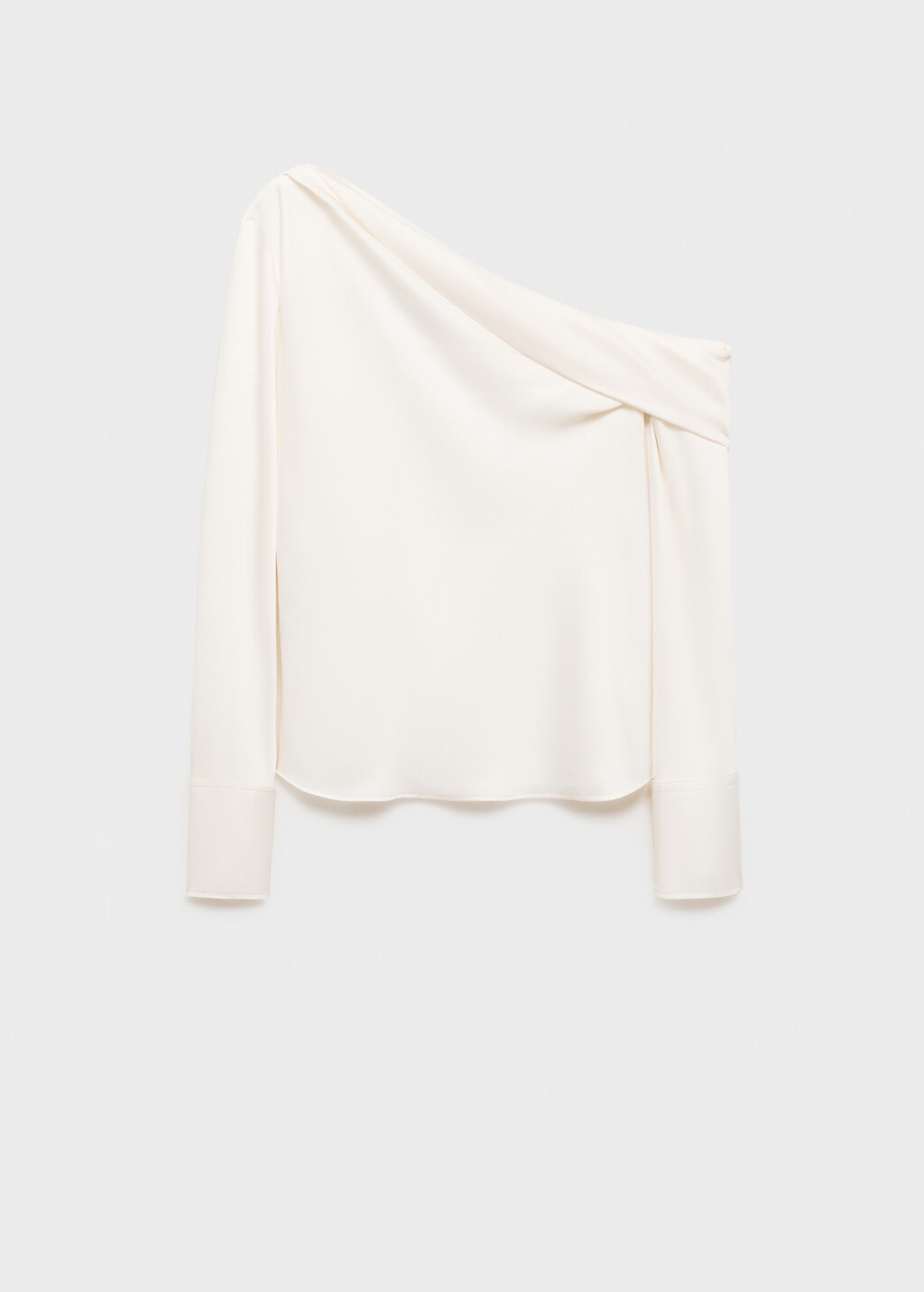 Satin blouse with draped neck - Off White