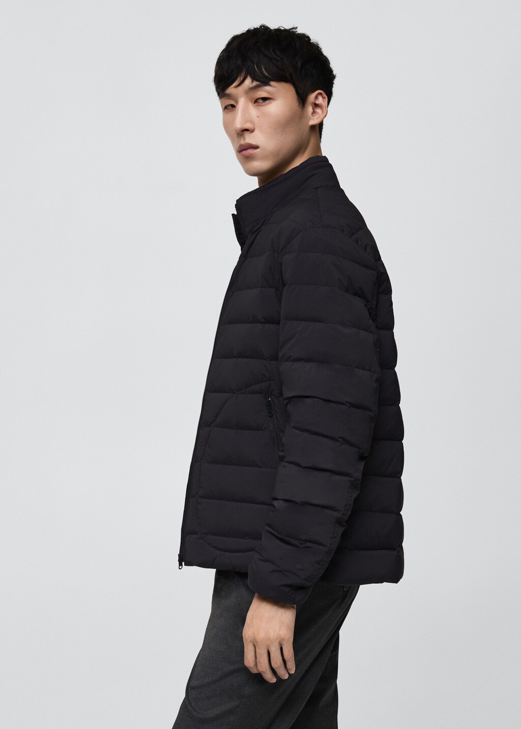 Quilted jacket with feather filling - Black
