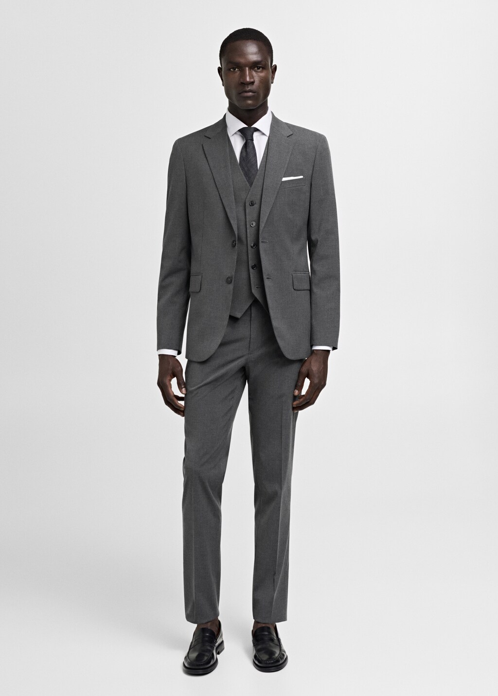 Stretch-fabric slim-fit suit trousers - Dark Navy