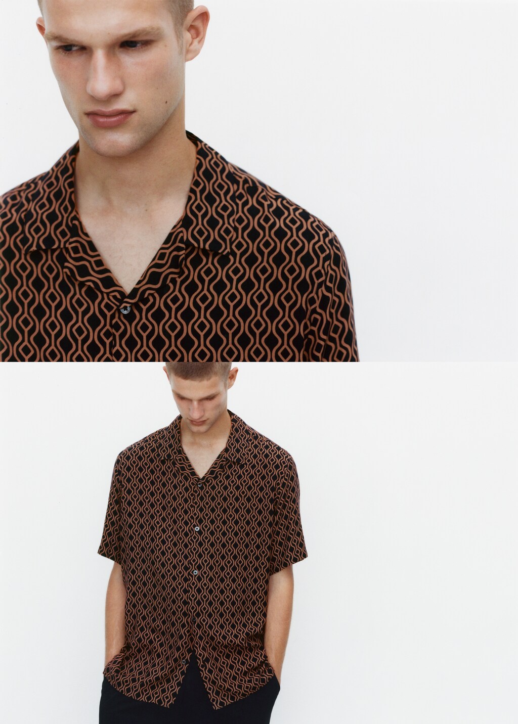 Printed fluid regular-fit shirt - Dark Navy