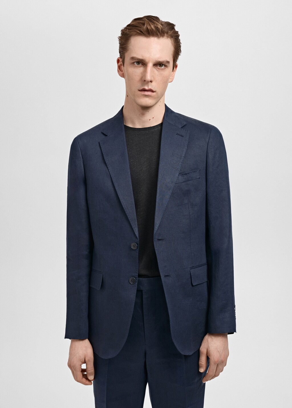 Slim fit 100% linen suit blazer - Khaki